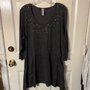 Womens Size 2X Gray Tunic w/Pockets